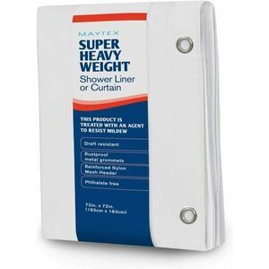 Maytex 10-Gauge Super Heavyweight Shower Curtain Liner White PVC Metal Grommets